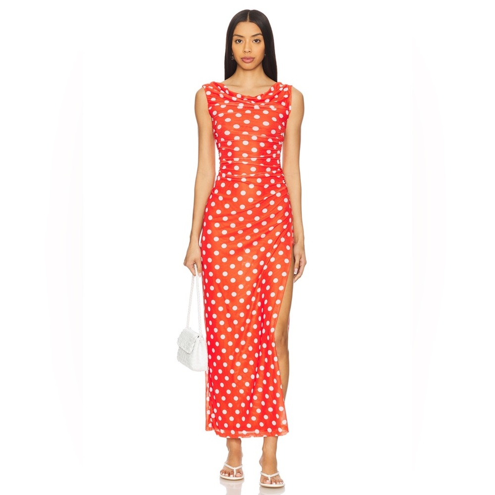 NWT ♥️🤍 MORE TO COME Revolve Cora Maxi Polka Dot Dress Red & White | XS